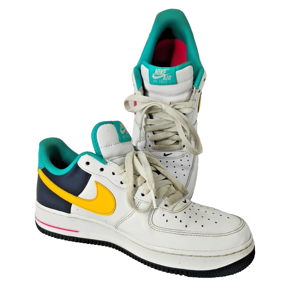 Nike Mens Sz 9 Shoes Air Force 1 Beach White Pink Blue‎ 90s Neon HF4849-100